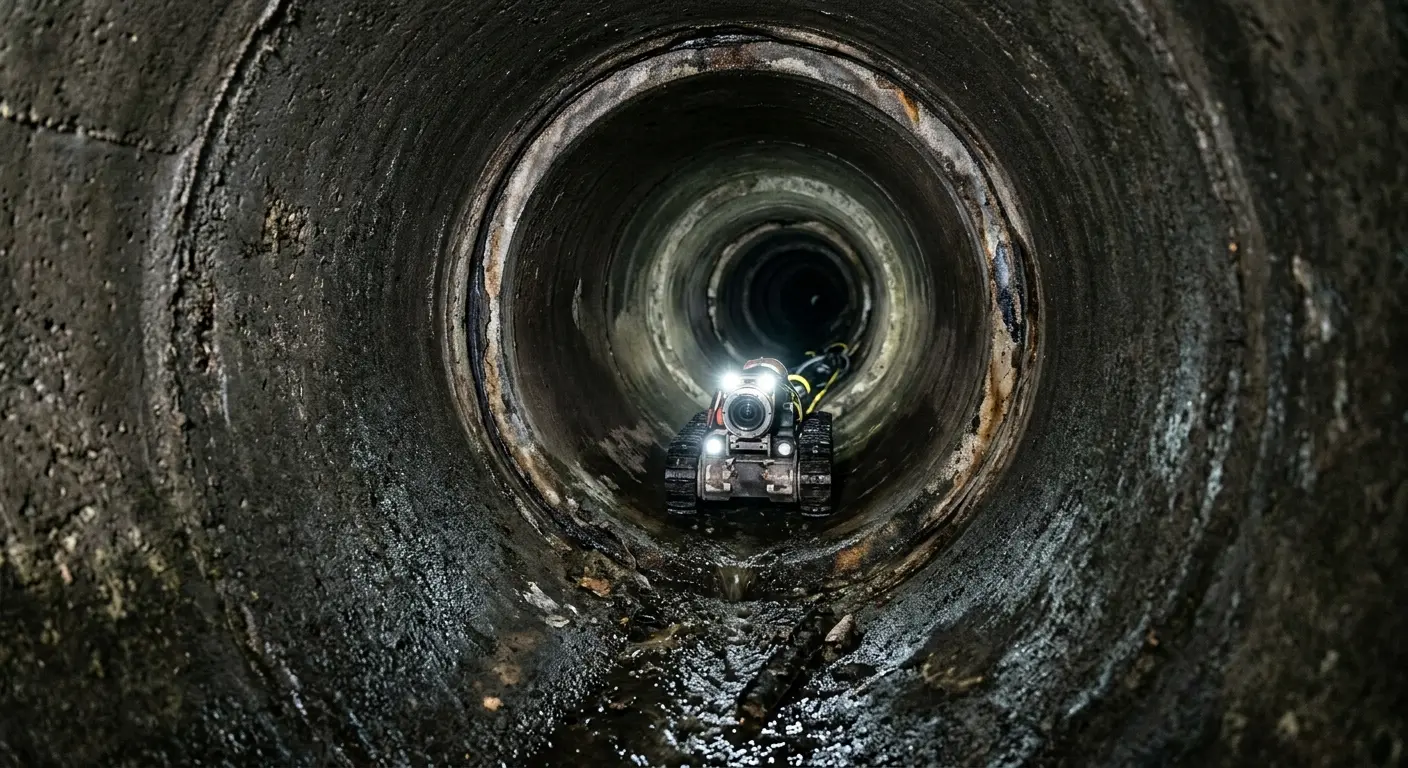 Robotic sewer camera inspecting pipe interior for Drain Snake Service in Shamokin